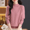 CC-5-9118秋冬半高领套头纯色中青宽松大码女装针织打底衫提花新款毛衣洋气 商品缩略图3