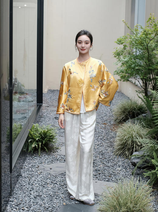 盛唐牡丹 |手推绣一粒扣外套 商品图0