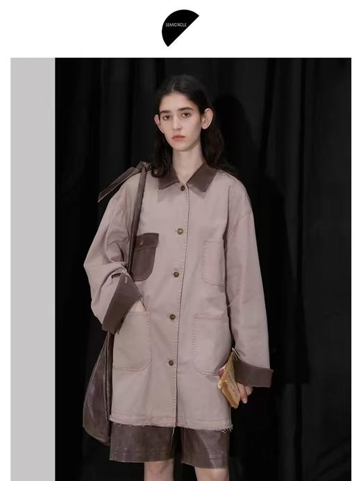 半圆/D24407500/水洗衬衫领工装外套 商品图0