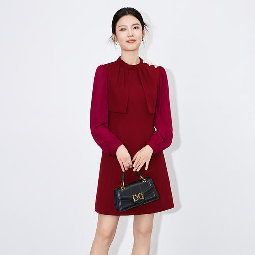 【高货wl】全新升级【铂金会员349/天猫469/差价120】(33725) 洛诗琳质名媛风连衣裙法式轻奢立领设计感修身显瘦裙子 商品图2