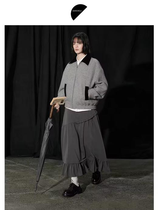 半圆/D24310391/简约撞色人字纹羊毛呢夹克 商品图1