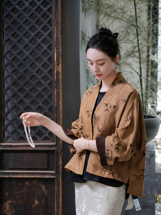 盛唐牡丹 |真丝提花香云纱文竹外套 商品图4