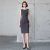 IWY/厚款气质修身无袖连衣裙女秋冬知性灰色毛呢中长款包臀裙Q1225 商品缩略图4