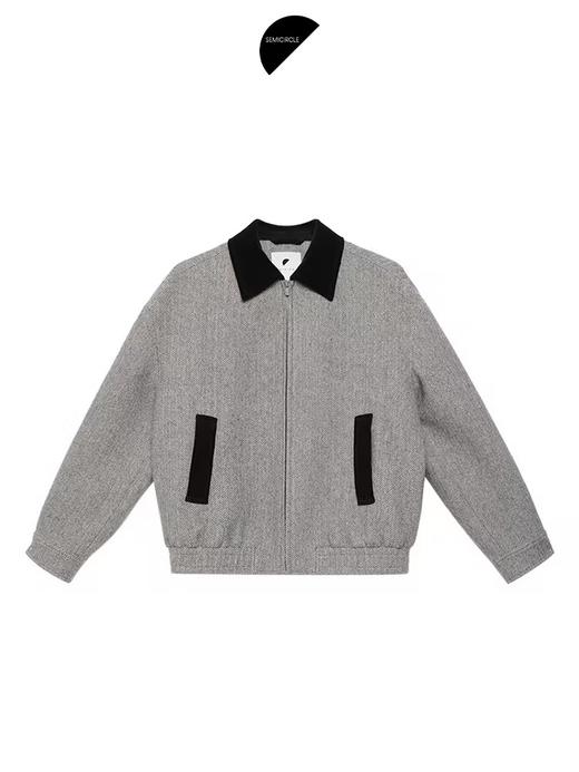 半圆/D24310391/简约撞色人字纹羊毛呢夹克 商品图3