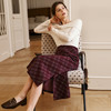 OLrain欧芮儿红色格子半身裙女冬季2024年新款通勤蝴蝶结A字裙 商品缩略图3