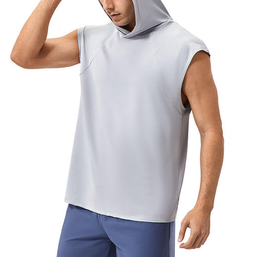 跃牌【欲动春风】男装系列 欧美宽肩运动背心男连帽健身背心41116 商品图4