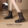 ZHR废土风加绒马丁靴女2024新款高级皮带扣瘦瘦靴时尚ins平底短靴 商品缩略图4