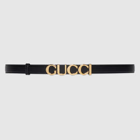 GUCCI 古驰 女士Gucci搭扣窄版皮革腰带 黑色 751600 0YA0G 1000