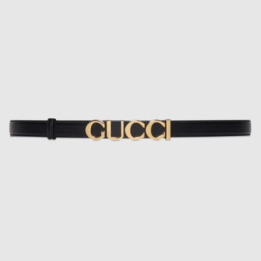 GUCCI 古驰 女士Gucci搭扣窄版皮革腰带 黑色 751600 0YA0G 1000 商品图0