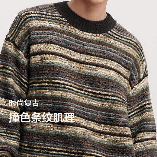 森马毛衫男冬新款经典撞色条纹针织衫宽松内搭上衣时尚情侣装 商品图2
