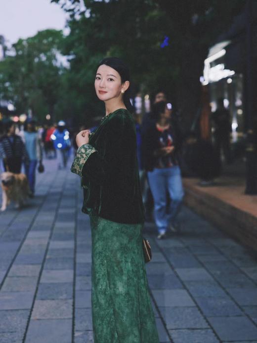 荷言HEYEN 卷帘翠 真丝丝绒对襟外套织金蜀锦拼袖高级系列 商品图11