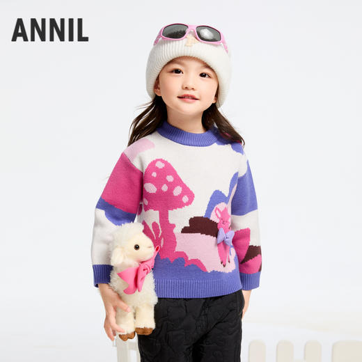 女童保暖中领毛衣满版提花冬季新款安奈儿童装实体店同款XG444592 商品图0