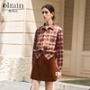 OLrain欧芮儿复古格纹衬衫女冬季2024年新款翻领宽松落肩长袖上衣 商品缩略图0