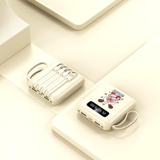 3c认证！【迷你卡通充电宝，可拆自带线】迷你自带线充电宝20000毫安 大容量小巧便携移动电源 时尚搭配 潮流个性 充电无忧-QQ 商品图5
