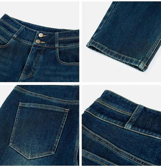 【孤品 捡漏】巨好穿的 EP 高弹 秋冬款 微绒水洗蓝牛仔裤  蓝色两粒扣 拉绒牛仔裤 磨毛牛仔裤 商品图3