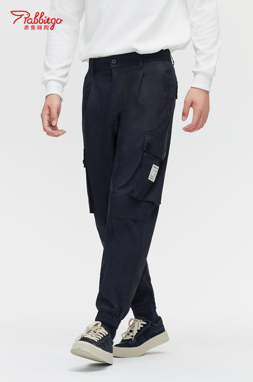 赤兔嗨购2024年新款日系多口袋直筒束脚休闲裤工装裤男士宽松大码美式束脚运动休闲裤子 商品图2
