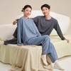 套头情侣睡衣春秋季长袖长裤休闲简约华夫格纯色可外穿家居服套装 商品缩略图3