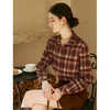 OLrain欧芮儿复古格纹衬衫女冬季2024年新款翻领宽松落肩长袖上衣 商品缩略图4