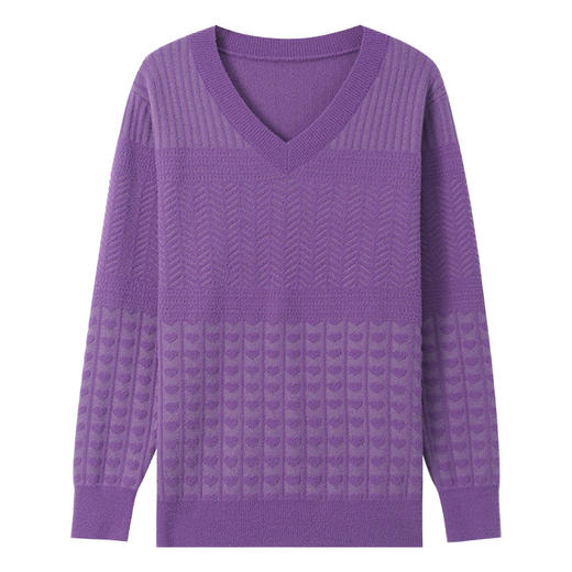 CC-5-9913鸡心领女士秋冬季新款百搭长袖厚毛衣宽松打底针织衫提花上衣洋气 商品图4