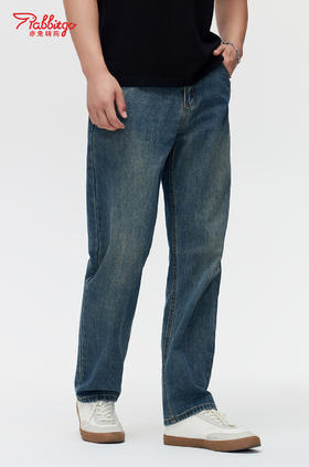 赤兔嗨购男装宽松阔腿牛仔裤2024年秋冬新款水洗长裤宽腿修饰身形