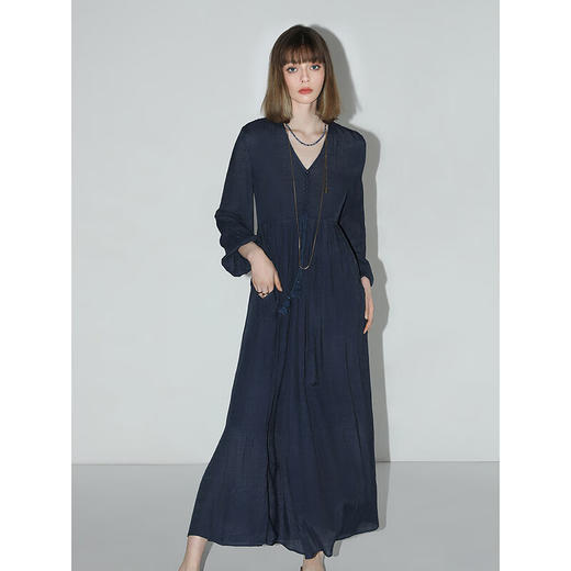 COCOBELLA法式优雅大摆V领连衣裙度假沙滩长裙NFR16 商品图2