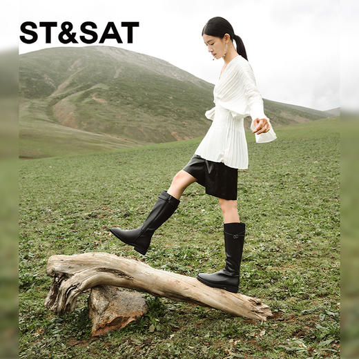 【绒里可选】星期六经典简约显瘦百搭高筒骑士靴SSC4117344/SSC4119344 商品图2