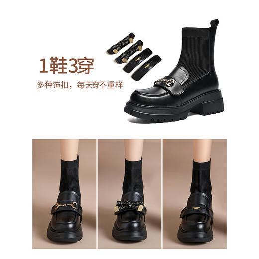 ZHR则则厚底增高袜靴乐福鞋轻便女鞋2024冬季新款ins百搭短靴 商品图4