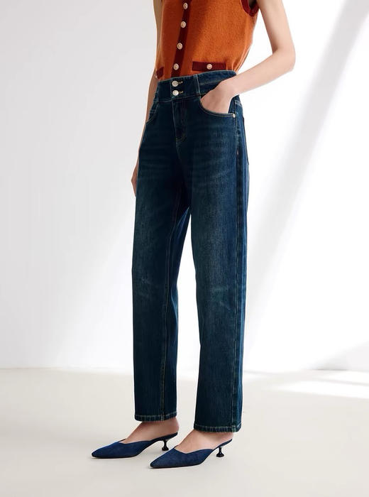 【孤品 捡漏】巨好穿的 EP 高弹 秋冬款 微绒水洗蓝牛仔裤  蓝色两粒扣 拉绒牛仔裤 磨毛牛仔裤 商品图6