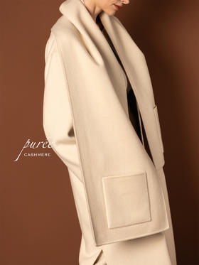 Puree｜#0727S 双面口袋围巾羊毛羊绒 [ 勃艮第红 / 灰蓝 / 白杏 ]