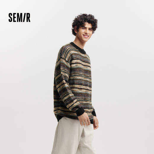 森马毛衫男冬新款经典撞色条纹针织衫宽松内搭上衣时尚情侣装 商品图1