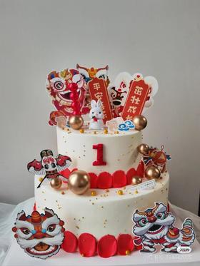 周岁国风双层生日蛋糕