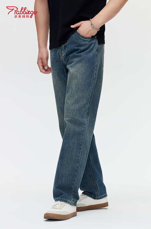 赤兔嗨购男装宽松阔腿牛仔裤2024年秋冬新款水洗长裤宽腿修饰身形 商品图2