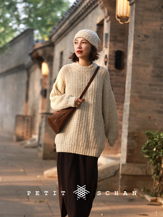 PETIT SCHAN小闪 CLO#627 Whiting 大白 羊绒手纺纱手工编织大毛衣 商品图6