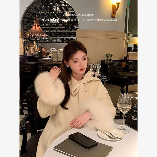 西遇中长款法式斗篷大衣女冬季新款富家千金风暖和毛呢上衣SS141268 商品图2