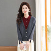 CC-MY-1168假两件拼色上衣时尚洋气羊毛针织打底衫女春秋冬内搭衬衫领毛衣女 商品缩略图1