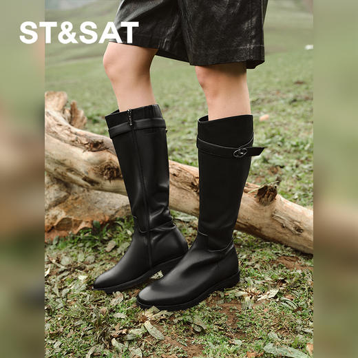 【绒里可选】星期六经典简约显瘦百搭高筒骑士靴SSC4117344/SSC4119344 商品图1