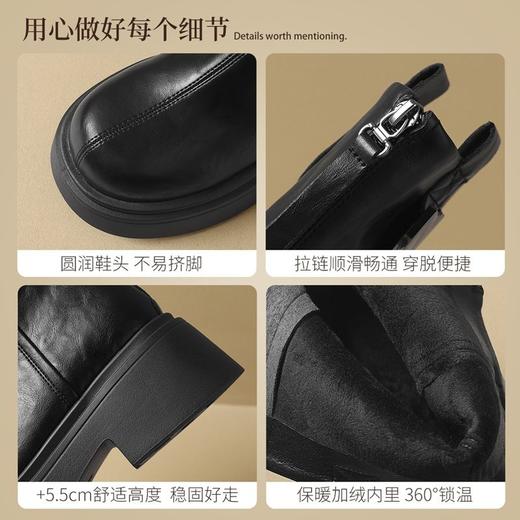 ZHR厚底短靴女2024秋冬新款英伦风加绒瘦瘦靴轻便马丁靴切尔西靴 商品图4