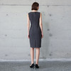 IWY/厚款气质修身无袖连衣裙女秋冬知性灰色毛呢中长款包臀裙Q1225 商品缩略图3