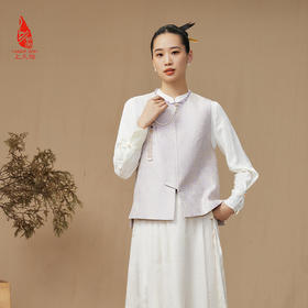 SAINTJOY/上久楷 女式宋锦马甲 中式上衣 中国风 复古 绿地团花纹氈罽 CY1044207027