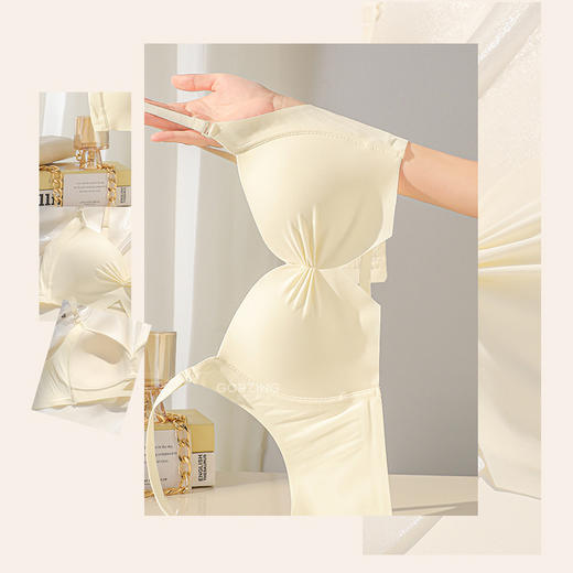 【限时福利！买内衣送同款内裤】束缚你的小胸，让它焕发自由！轻薄杯设计，如无存在；无痕收副乳，尽显美好；聚拢上托，彰显深V美颜；防下垂，挺拔你的新高度。高颜少女褶皱Bra，渗透着时髦感！ 商品图3