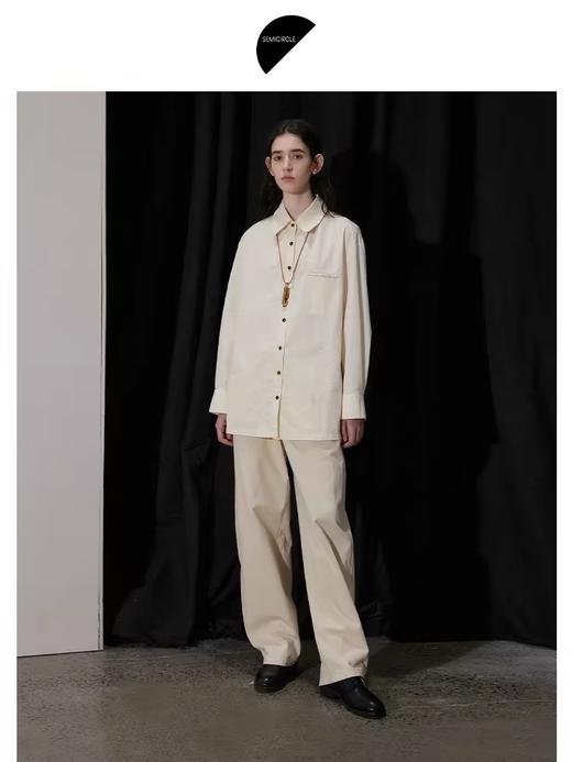 半圆/D24310334/简约通勤宽松米色衬衫 商品图0