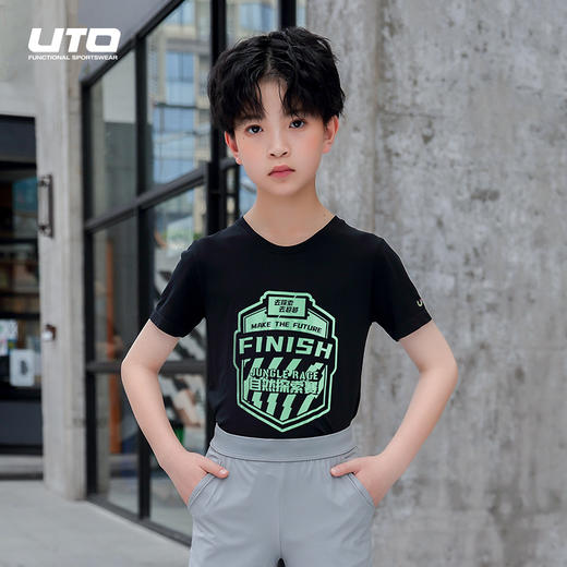 UTO/悠途DS儿童完赛服速干衣户外跑步排汗时尚休闲圆领运动服短袖 商品图0