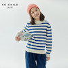 棵初冬季新款童装半高领蓝白条纹毛衣全棉儿童复古浪漫海魂衫 商品缩略图0