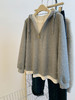 【微胖大码假两件灰色卫衣】秋季新款 慵懒风宽松休闲连帽上衣外套  商品缩略图1
