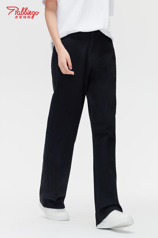 赤兔嗨购美式复古水洗高腰宽松直筒裤女2024新款显瘦垂感阔腿裤女 商品图1