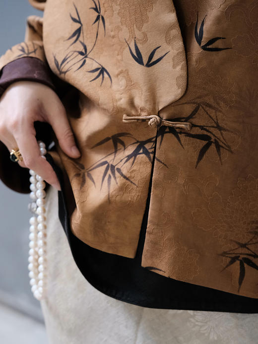 盛唐牡丹 |真丝提花香云纱文竹外套 商品图3