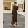 OLrain欧芮儿法式咖色连衣裙女冬季2024年新款麻花复古慵懒毛织裙 商品缩略图3