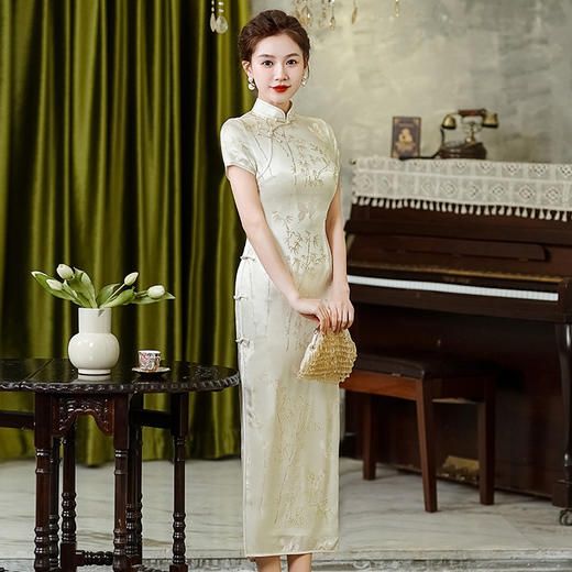 手工缝制高端修身大气，真丝提花旗袍WXG-067 商品图2