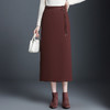 MYX-JY-9985-L简约长款通勤时尚直筒裙2024年冬款高腰开叉一步裙显瘦洋气半身裙 商品缩略图1