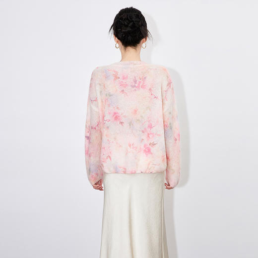 【高货wl】全新升级【铂金会员275/天猫369/差价94】(40243) 洛诗琳渐变晕染印花马海毛毛衣亮片套头羊毛针织衫上衣 商品图4